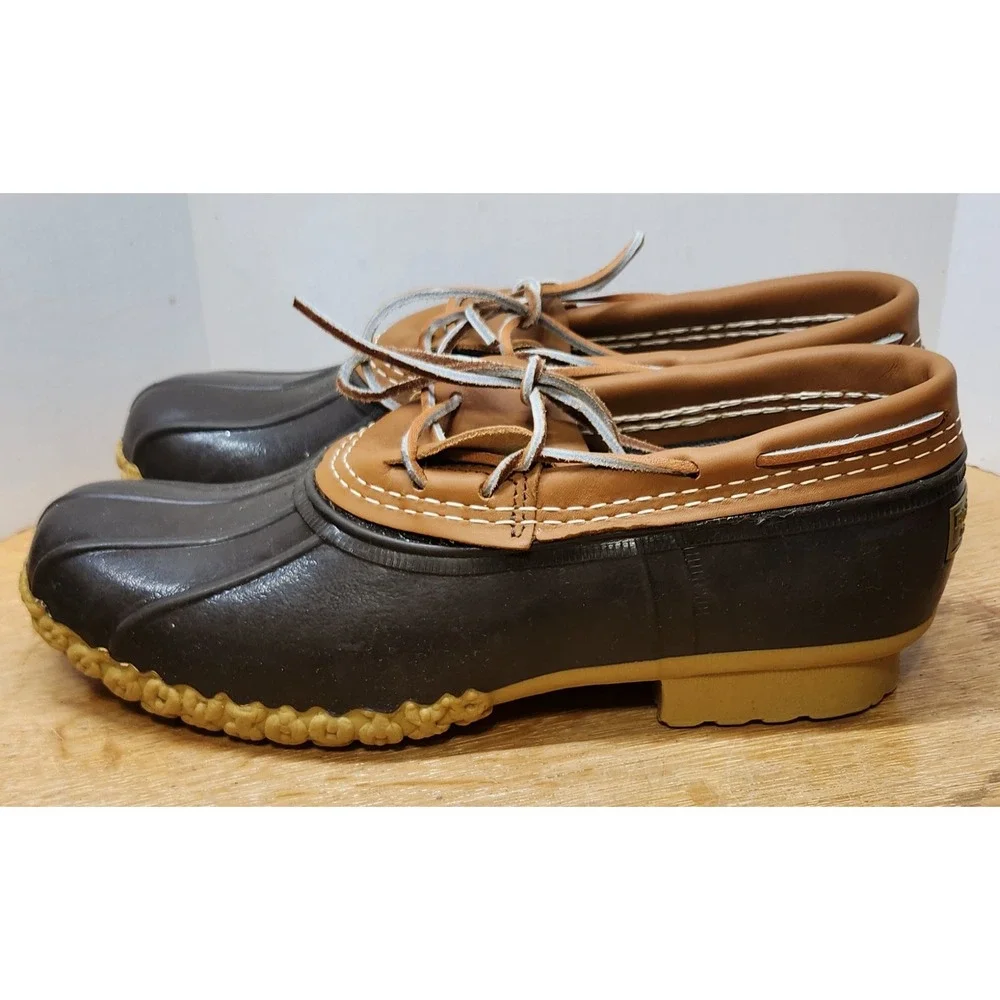 LL Bean Rubber Moc Bean Boots Mens 9 M Brown Tan Waterproof Duck Shoes 175061